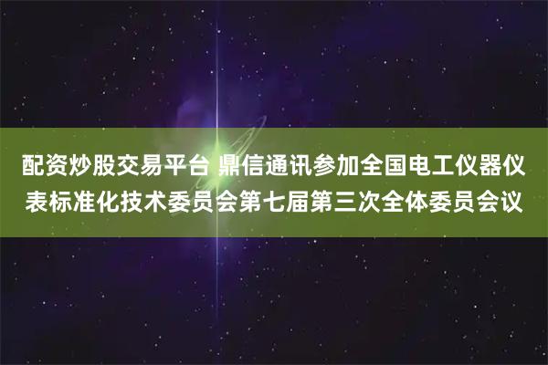 配资炒股交易平台 鼎信通讯参加全国电工仪器仪表标准化技术委员会第七届第三次全体委员会议