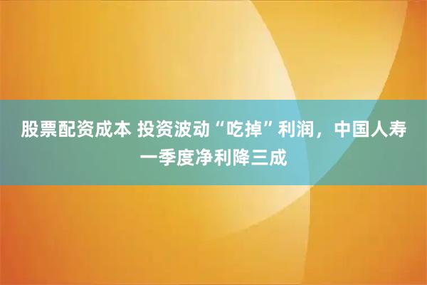 股票配资成本 投资波动“吃掉”利润，中国人寿一季度净利降三成